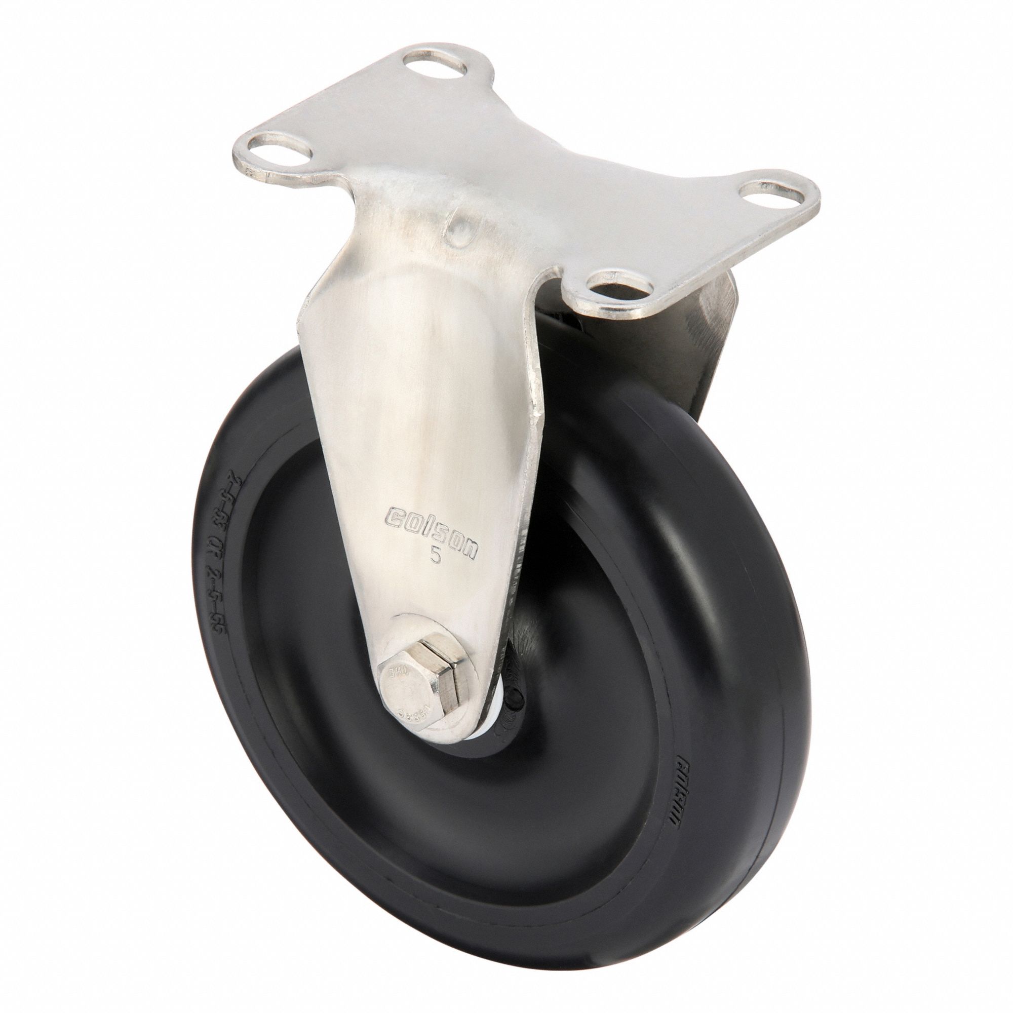 Plate Caster: Corrosion-Resistant, Rigid, Polyolefin, 5 in Wheel Dia, 1 1/4 in Wheel Wd, Ball