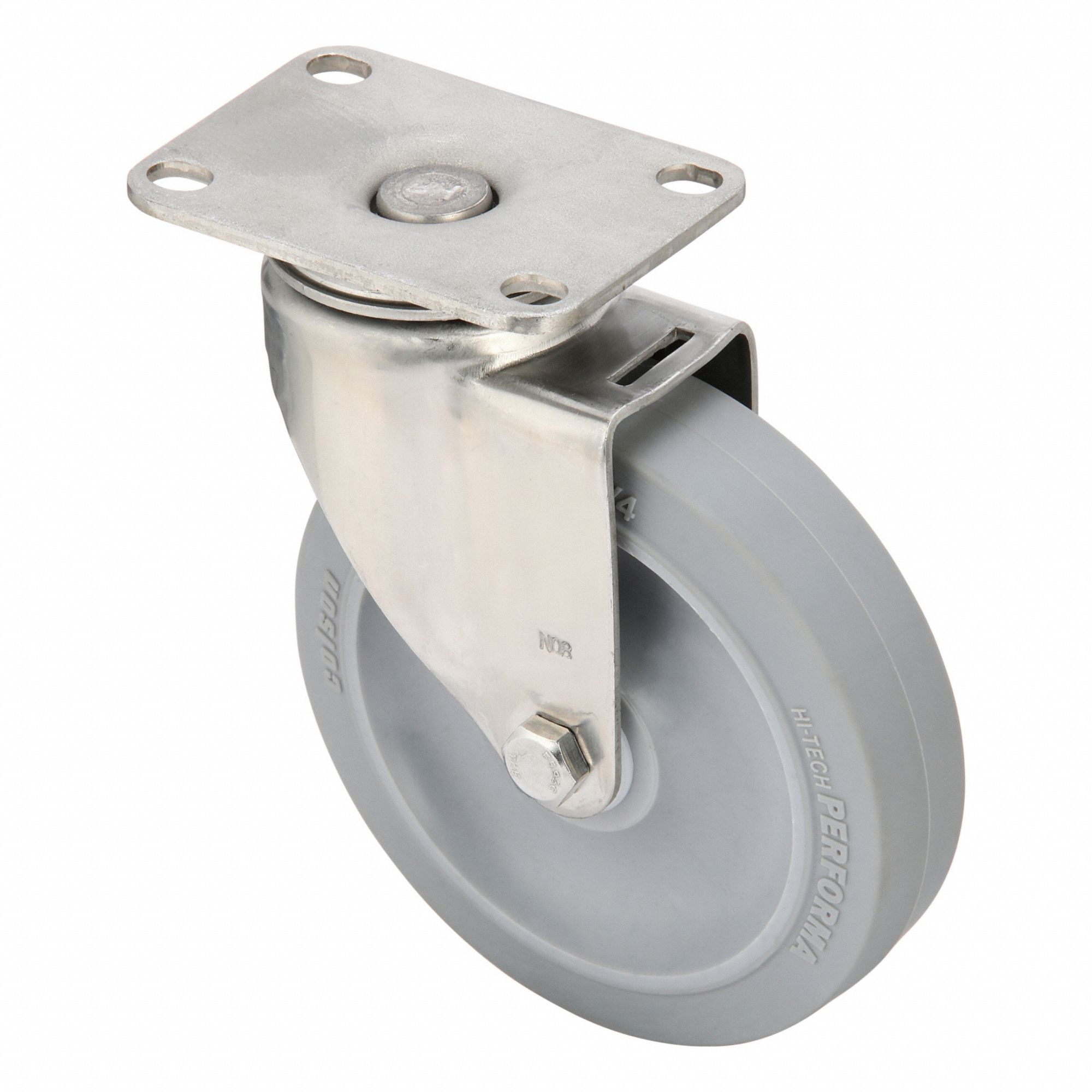 Plate Caster: Corrosion-Resistant/Debris-Resistant/Quiet-Roll/Shock-Absorbing, Swivel, Rubber