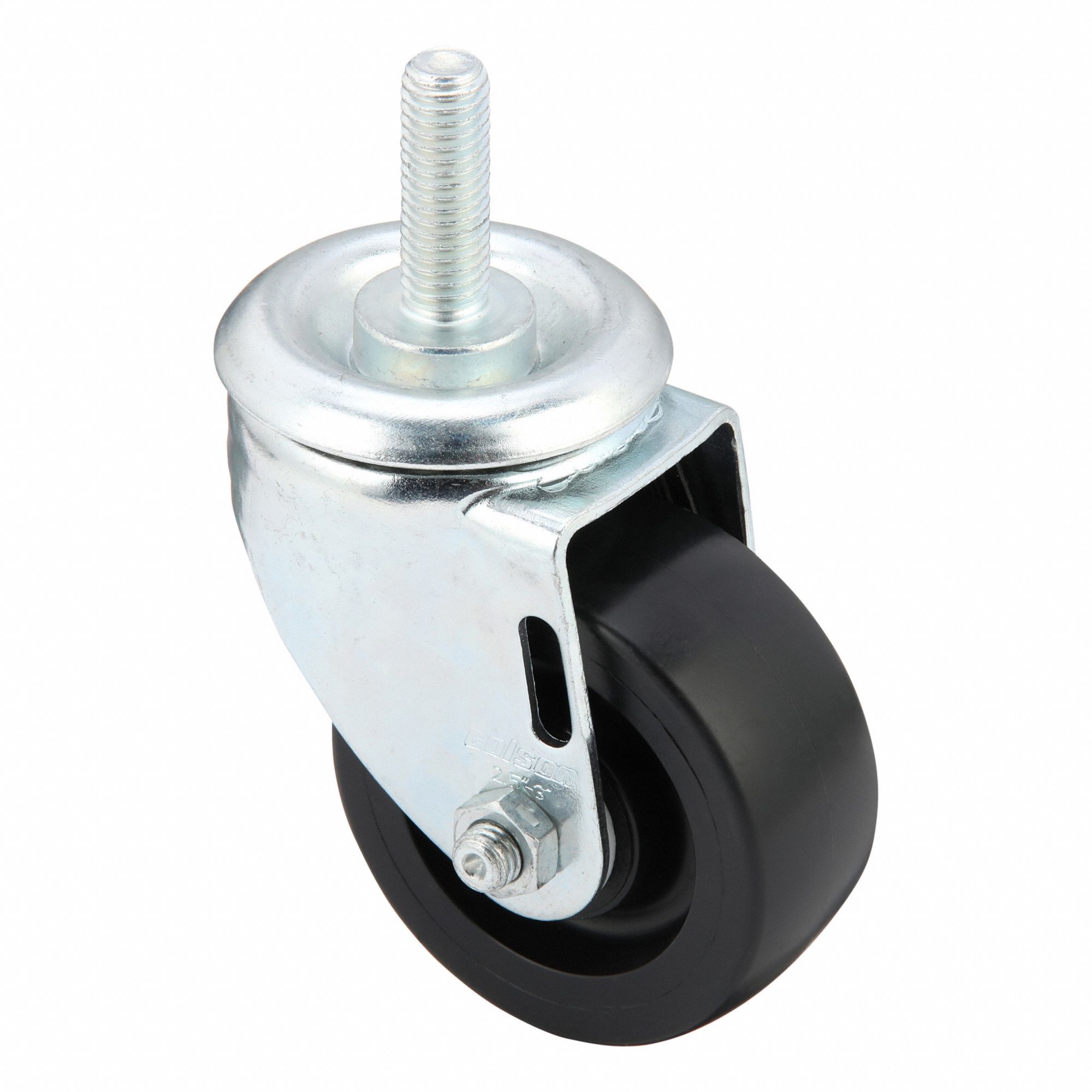 Stem Caster: Inch, Swivel, 3 in Wheel Dia., 1 1/4 in Wheel Wd, 4 in Mounting Ht, Light Duty