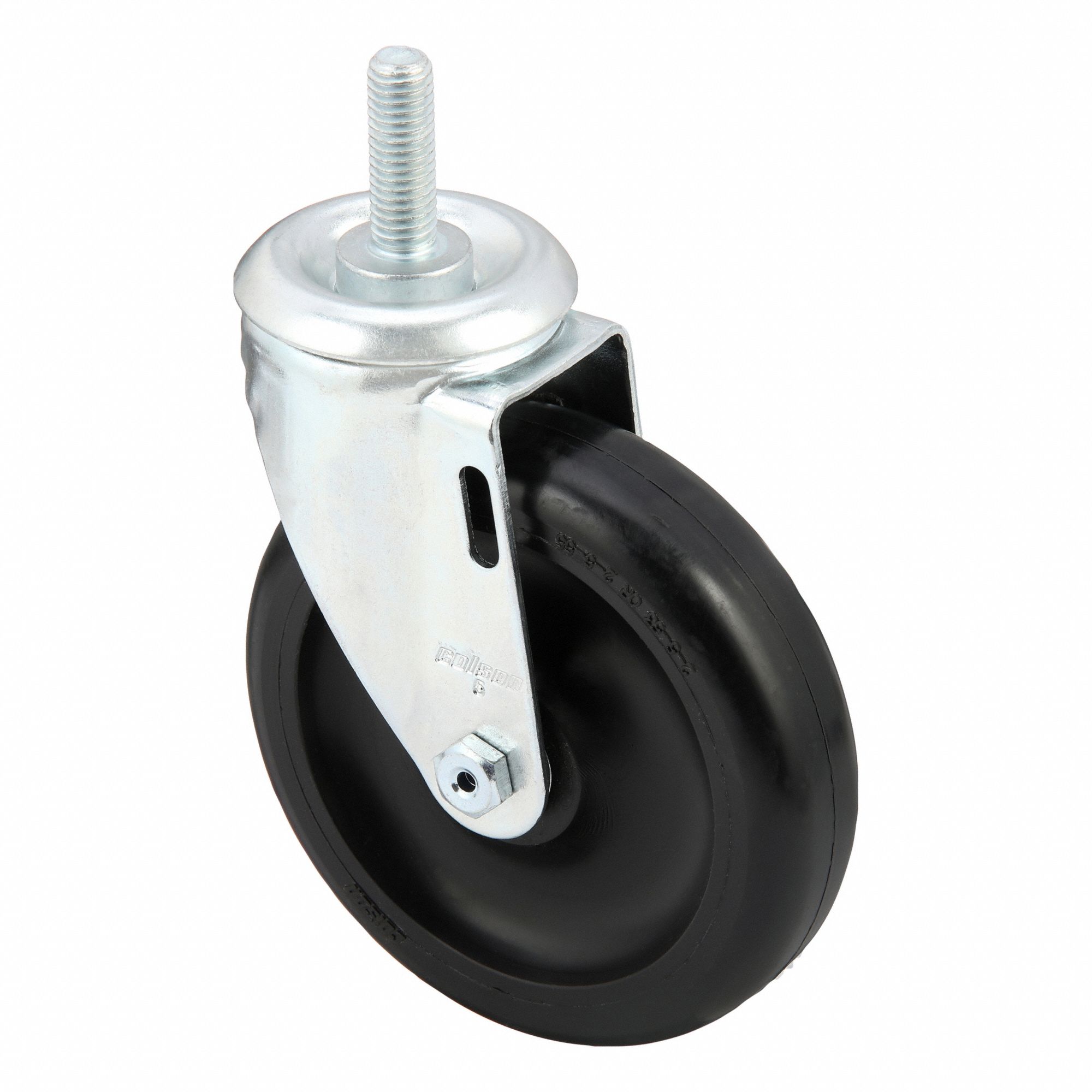 Stem Caster: Inch, Swivel, 5 in Wheel Dia., 1 1/4 in Wheel Wd, 6 1/16 in Mounting Ht, Swivel