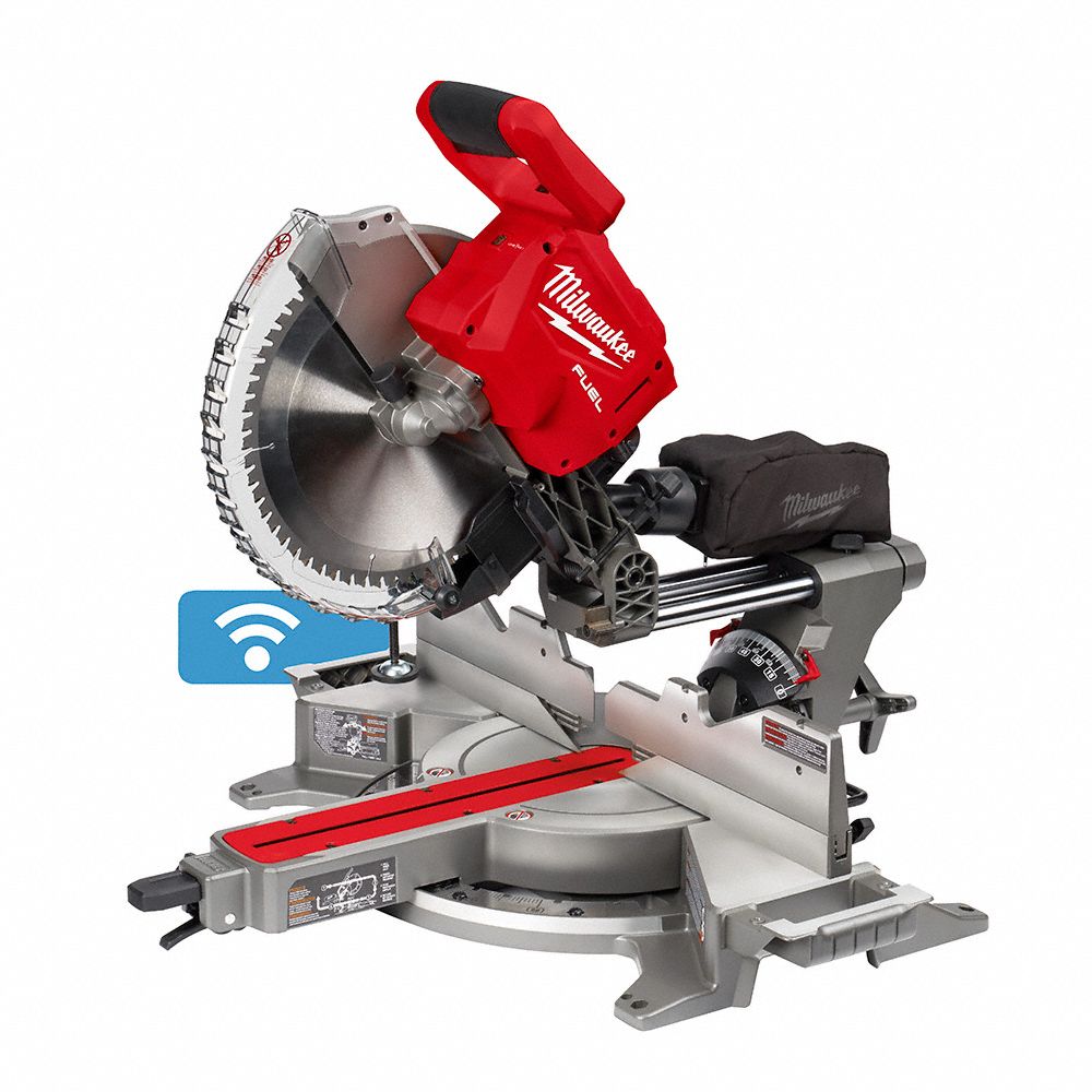 Miter Saw: Tool Only, 12 in Blade Dia., 1 in Arbor Size, 3, 500 RPM Max. Blade Speed