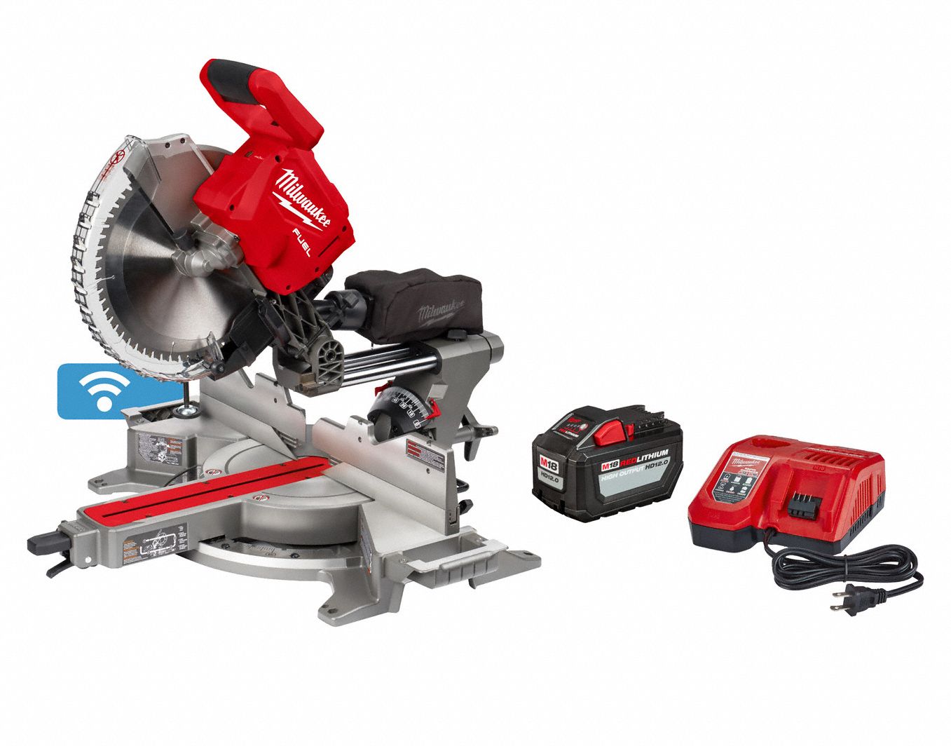 MILWAUKEE Cordless, Miter Saw Kit, 12 in Blade Dia., Max. Blade Speed