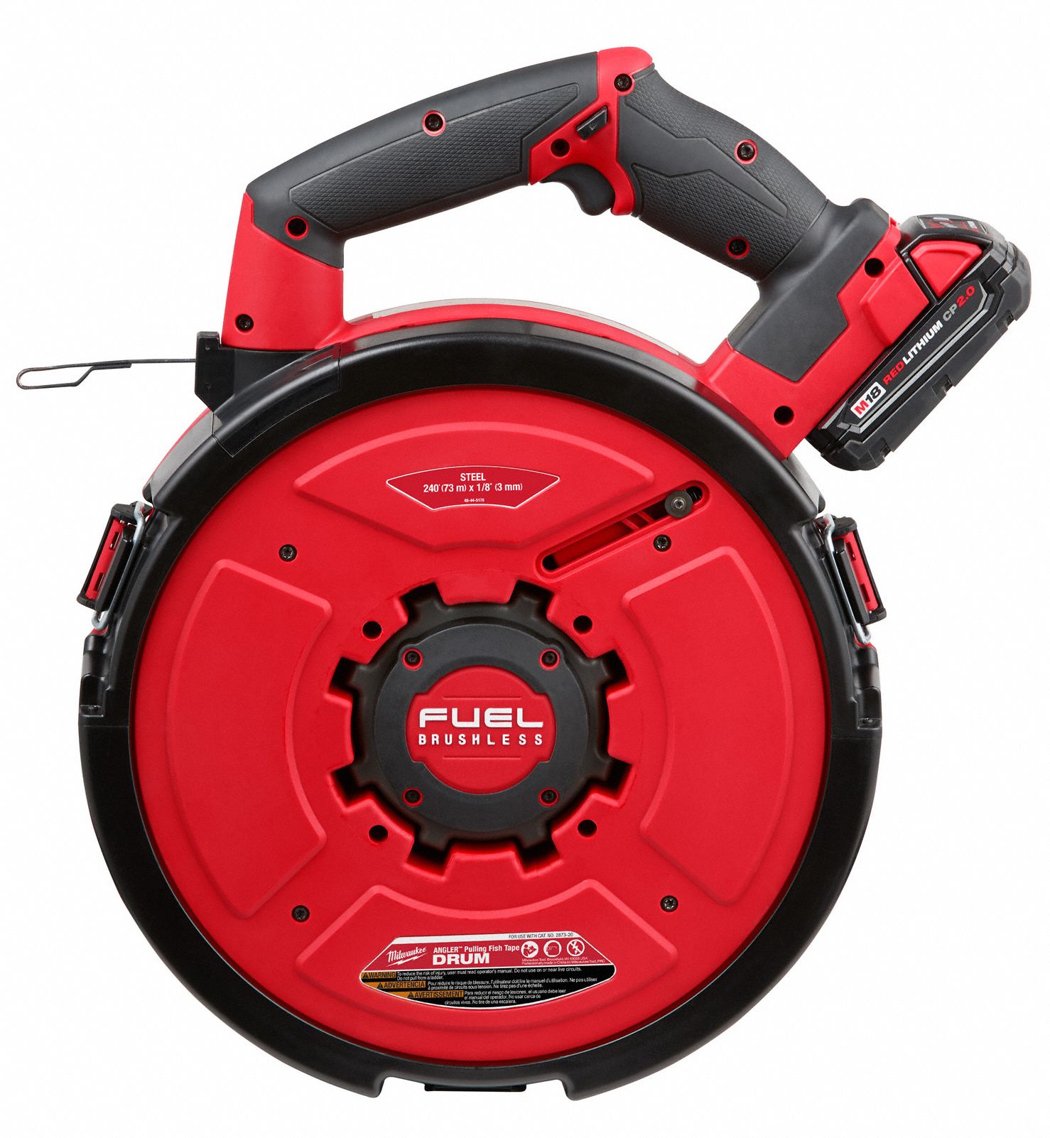 MILWAUKEE 240 ft Fish Tape Kit, Steel, 1/8 in Tape Size, Round Tape