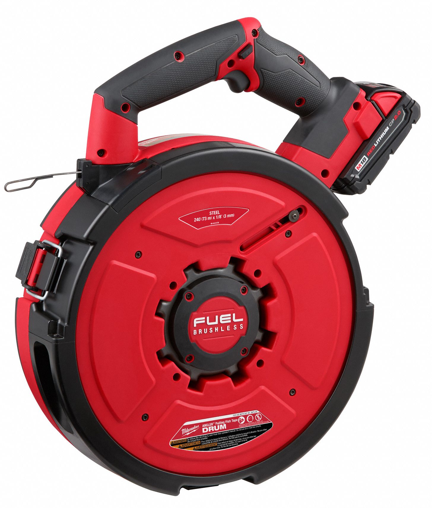 MILWAUKEE 240 ft Fish Tape Kit, Steel, 1/8 in Tape Size, Round Tape