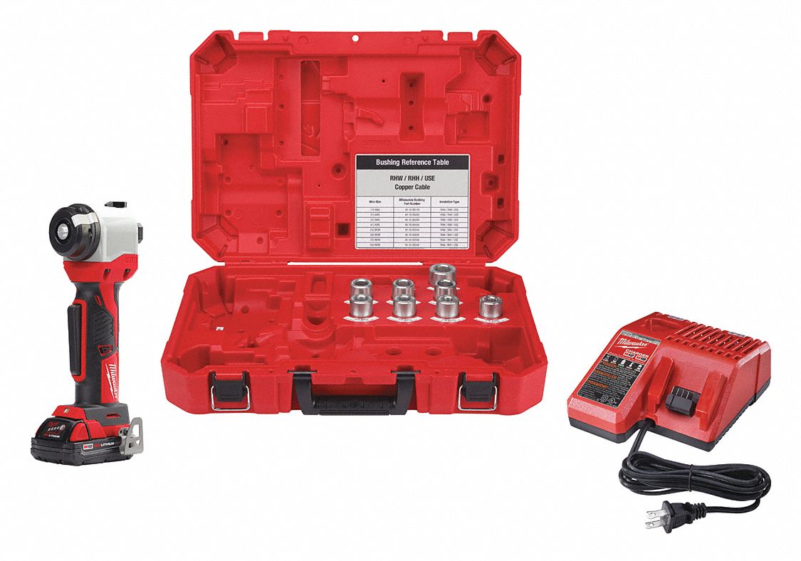 MILWAUKEE Cable Stripper Kit Battery Included, 18 V, 1 AWG Cable Size