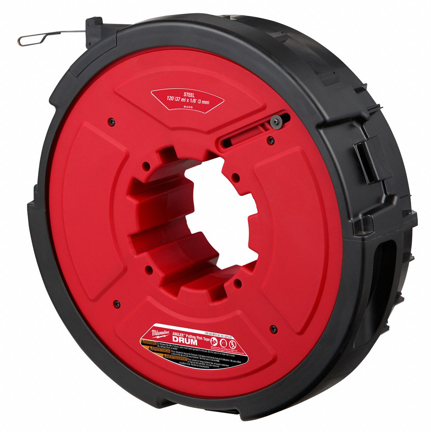 MILWAUKEE 120 ft Fish Tape, Steel, 1/8 in Tape Size, Round Tape Profile