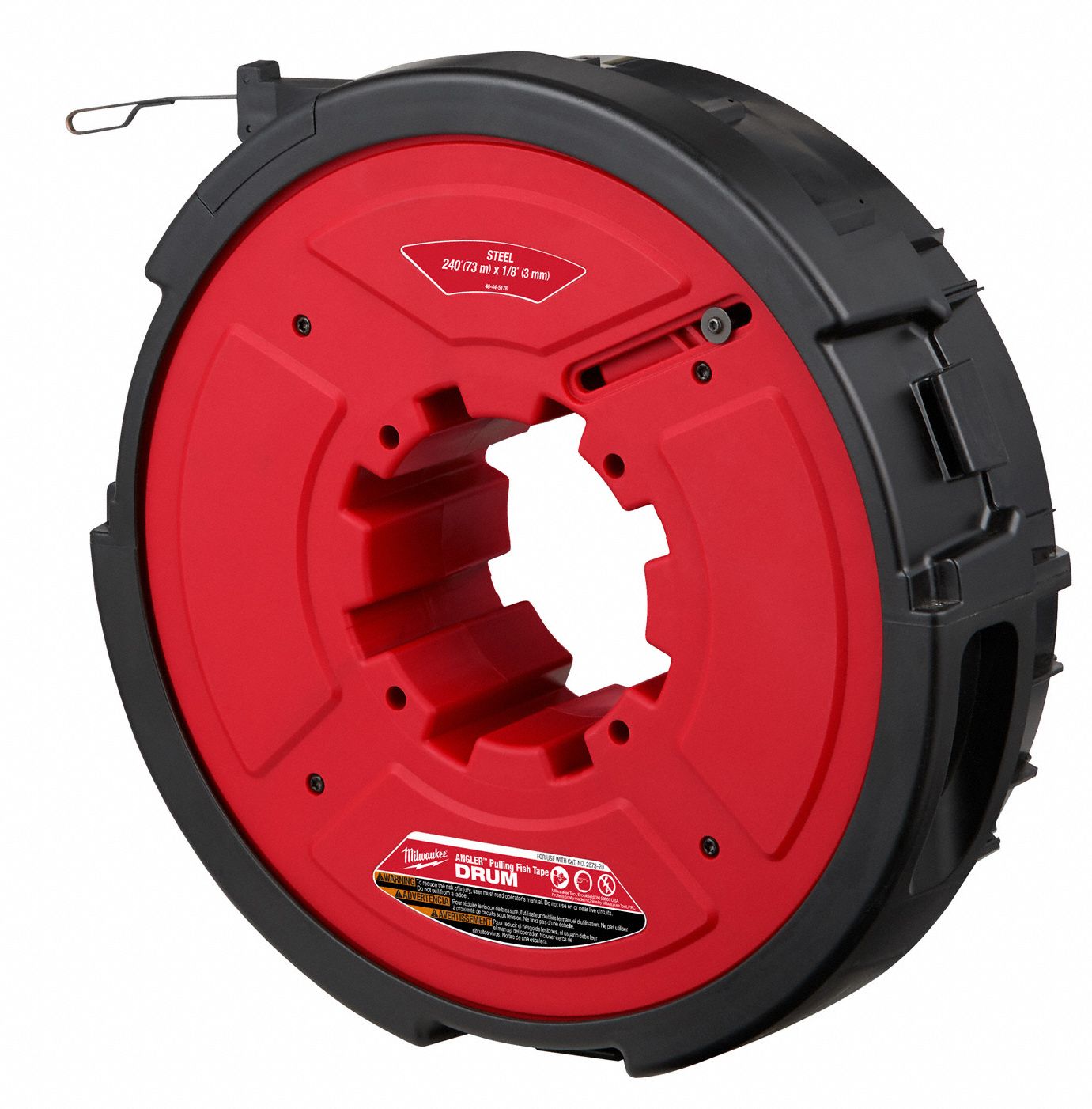 MILWAUKEE 240 ft Fish Tape, Steel, 1/8 in Tape Size, Round Tape Profile