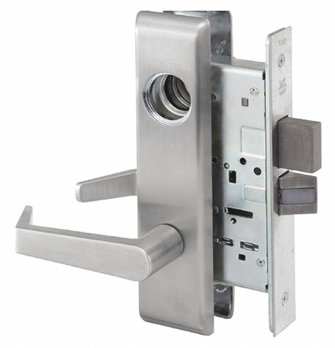 Door Lockset: Office Lever Locksets, Chrome, ADA Compliant, LFIC