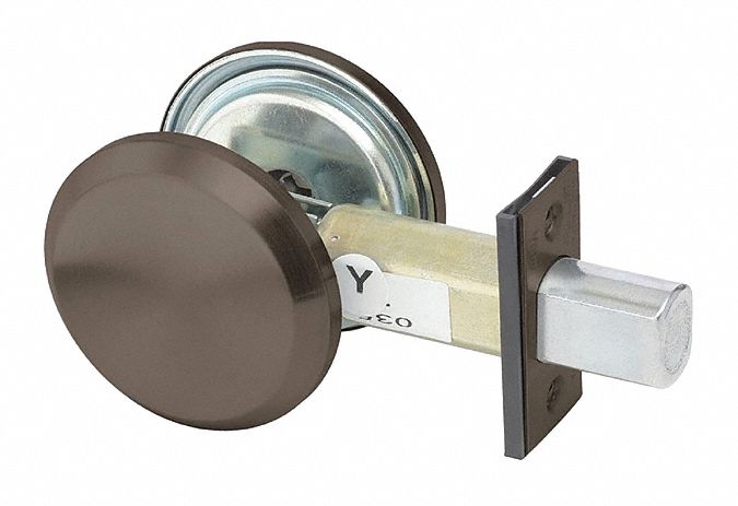 Deadbolt Lock: Cylindrical, SFIC, 1 3/8 in Door Thick - Max, Bronze