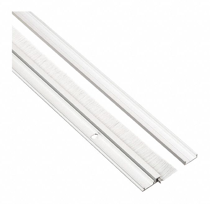 Door Weatherstripping: Brush Insert, Aluminum, 36 in Lg, 1/4 in Wd, Aluminum