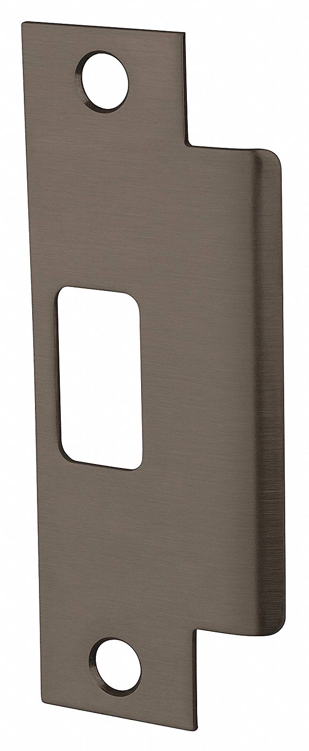Door Strike Plate: Full Lip, 2 1/4 in Lg, 1 1/4 in Wd, Bronze