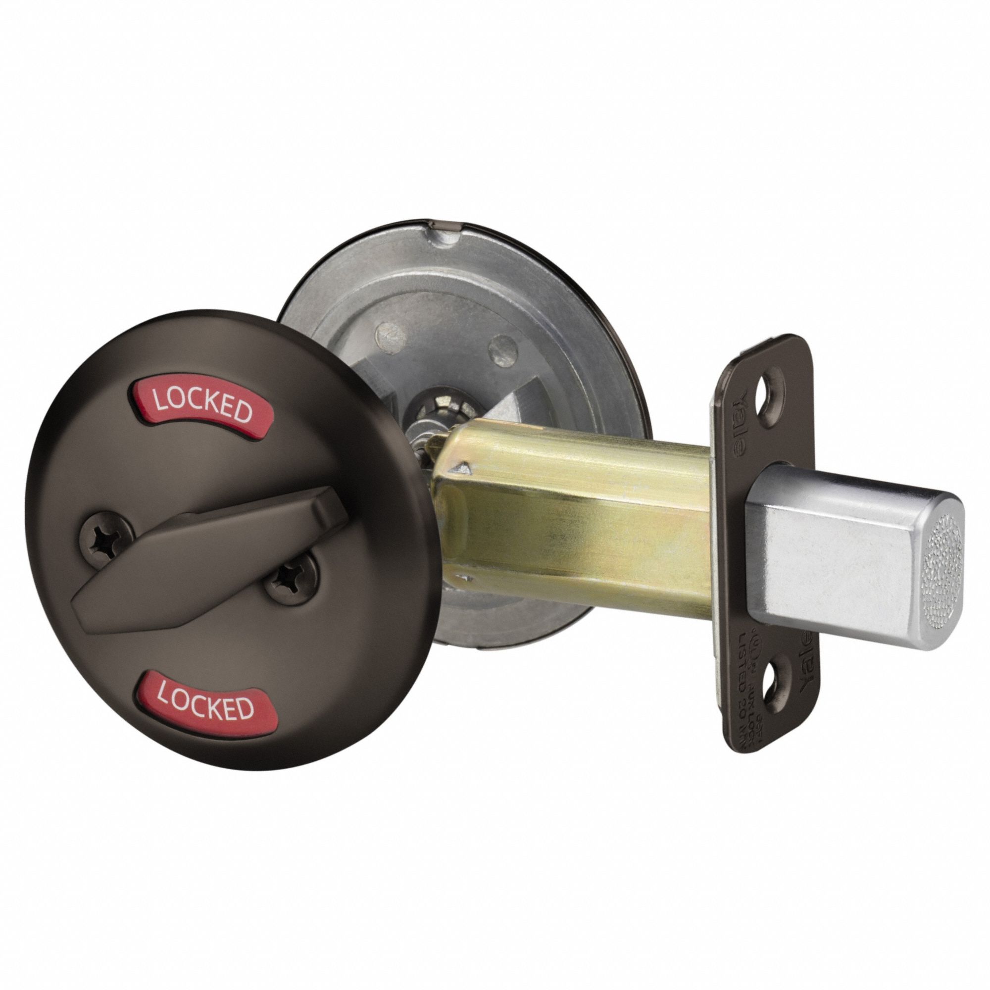 Deadbolt Lock: Cylindrical, 1 3/8 in Door Thick - Max, Bronze