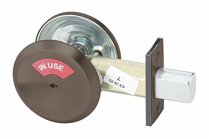 Deadbolt Lock: Cylindrical, 1 3/8 in Door Thick - Max, Bronze