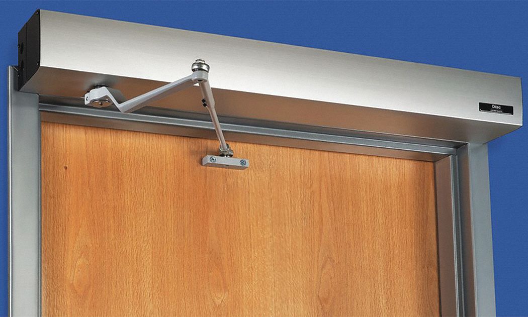 Door Operator: Low Energy, Heavy Duty, 39 in Lg, 5 1/8 in Wd, 4 1/8 in Ht, Aluminum