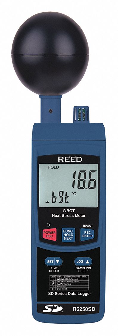 HEAT STRESS MONITOR, LCD, TEMP RANGE 32 ° F TO 122 ° F, 0 ° C TO 50 ° C, HUMIDITY RANGE 5% TO 95%