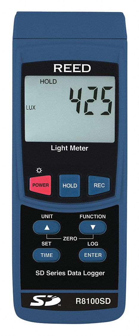 LIGHT METER, ALL VISIBLE LIGHT, LCD DISPLAY, 2000-10000 LUX, 200-10000 FC, CORD 3 FT