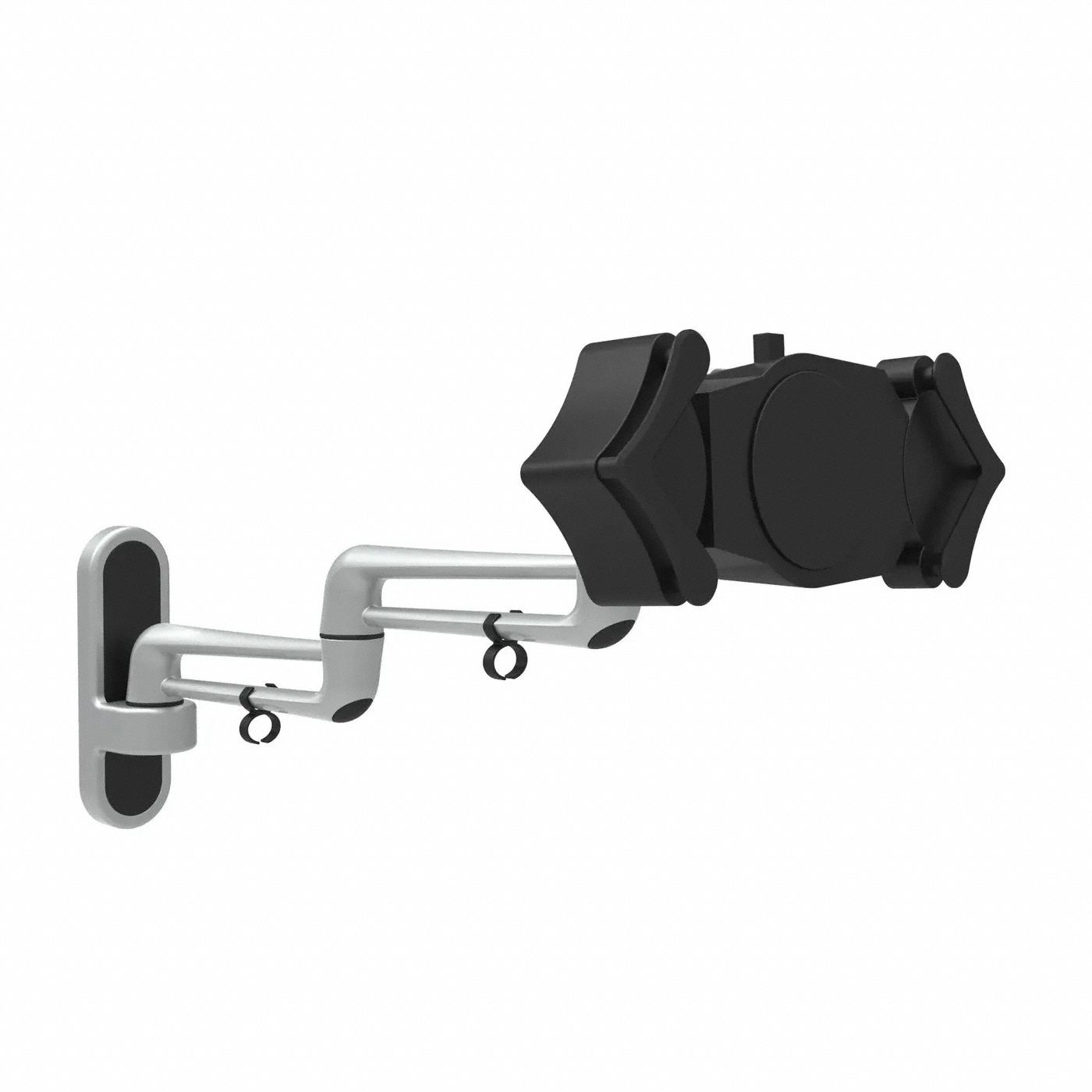 Adjustable Mount: Silver, Aluminum, 18 in Ht, 2 in Lg, 6 in Wd, Screw