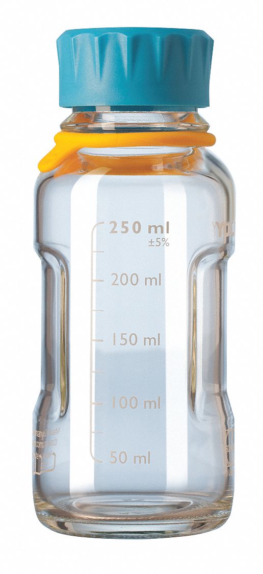 Bottle: Borosilicate Glass, 250 mL Capacity - mL, 8.45 fl oz Capacity - oz, 66 mm Body Dia, Type I