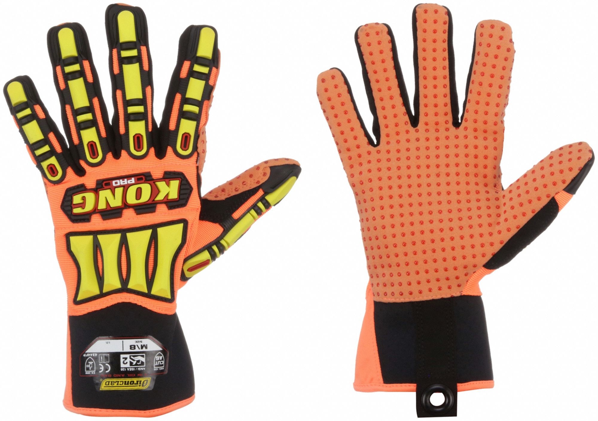Mechanics Gloves: 2XL ( 11 ), Riggers Glove, Synthetic Leather with PVC Grip, Orange, 1 PR