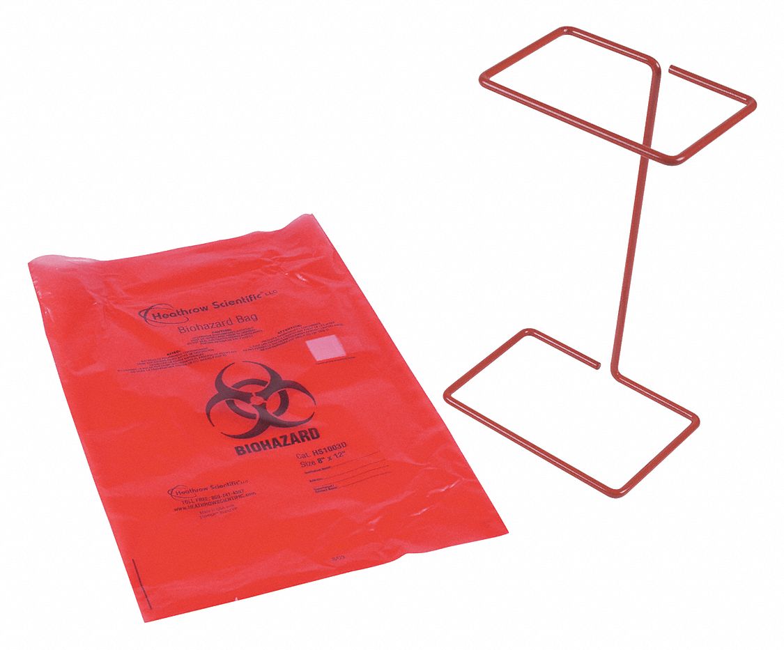 HEATHROW SCIENTIFIC Biohazard Bag Holder, 123/4 in Width, 211/4 in Height, 91/4 in Length