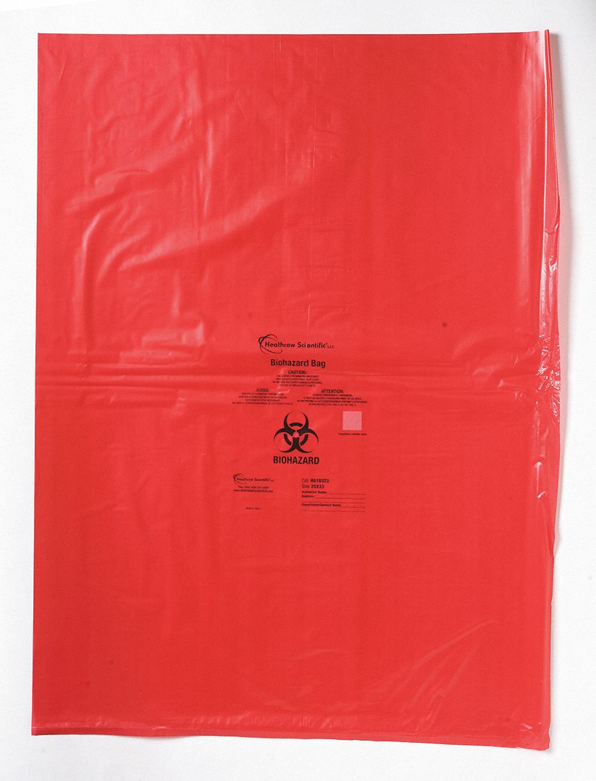 Biohazard Bags: 1/2 gal Capacity, 8 in Overall Wd, 12 in Overall Ht, Red, 500 PK