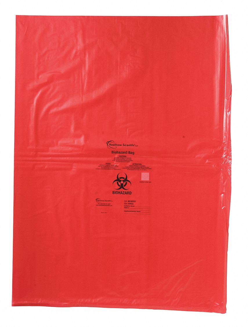 Biohazard Bags: 10 9/16 gal Capacity, 25 in Overall Wd, 33 in Overall Ht, 200 PK