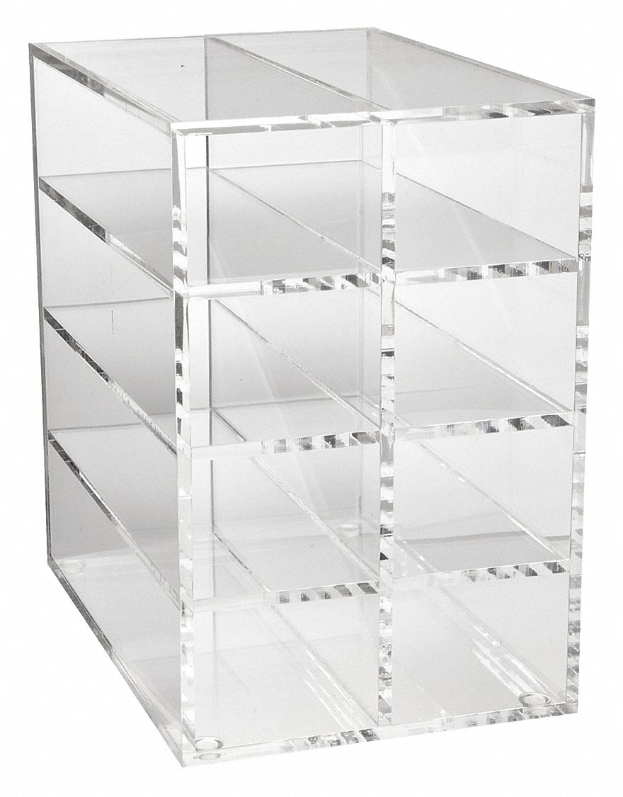 Microtube Rack: 9 3/8 in Overall Wd, 9 1/4 in Overall Ht, 6 1/4 in Overall Lg, Acrylic, Clear