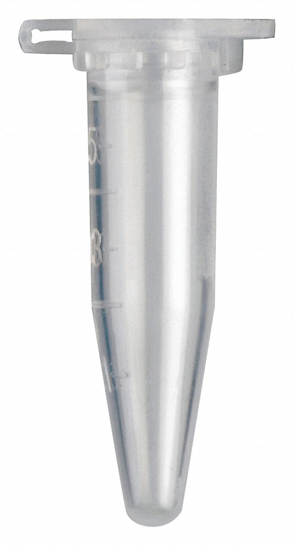 Microcentrifuge Tube: Polypropylene, 0.01 oz Capacity - oz, 0.5 mL Capacity - mL, Includes Closure