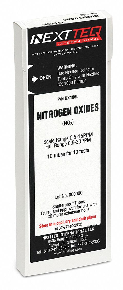 Detector Tube: NEXTEQ NX-1000, NO, Gas Detection Tube, Nitrogen Oxide ( NO ), 10 PK