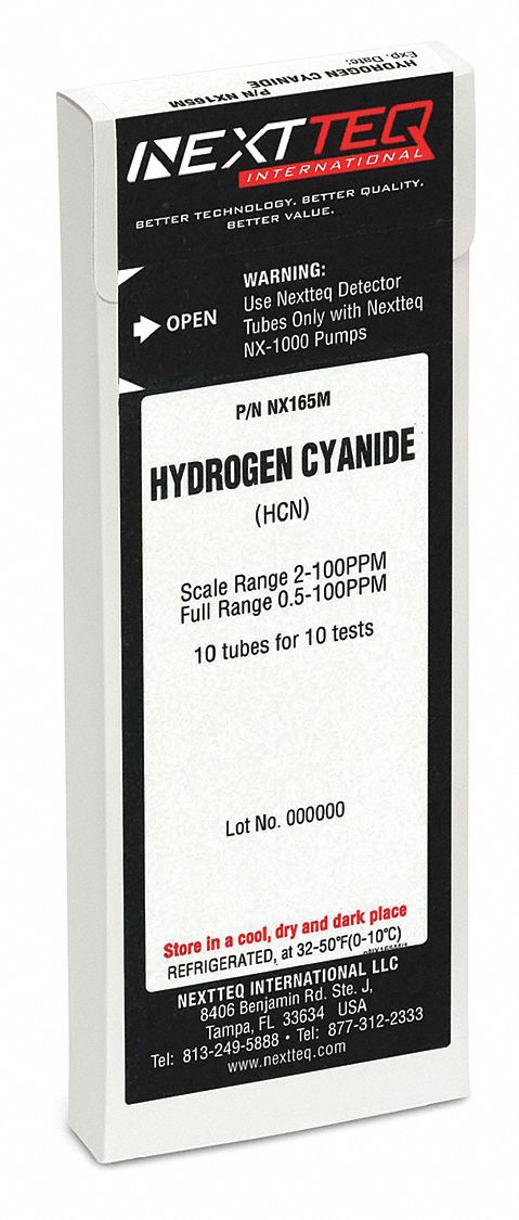 Detector Tube: NEXTEQ NX-1000, HCN, Gas Detection Tube, Hydrogen Cyanide ( HCN ), 10 PK