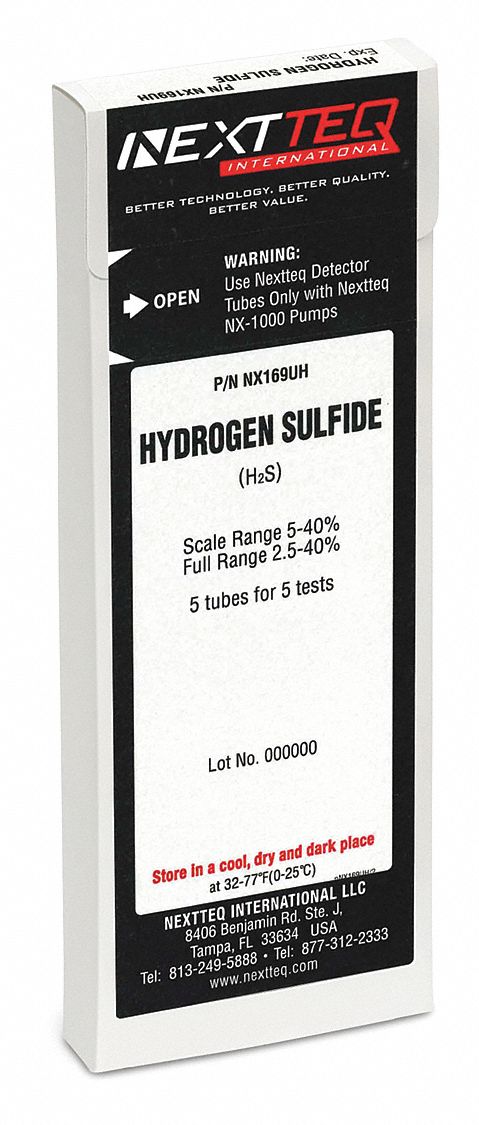 Detector Tube: NEXTEQ NX-1000, H2S, Gas Detection Tube, Hydrogen Sulfide ( H2S ), 5 PK