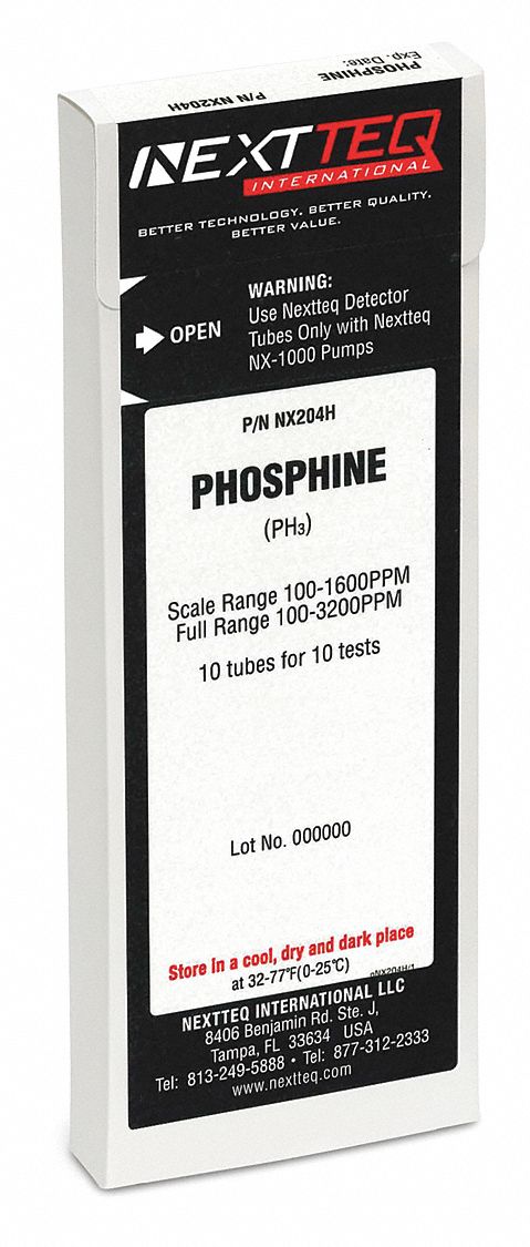 Detector Tube: NEXTEQ NX-1000, PH3, Gas Detection Tube, Phosphine ( PH3 ), With Pump, 10 PK