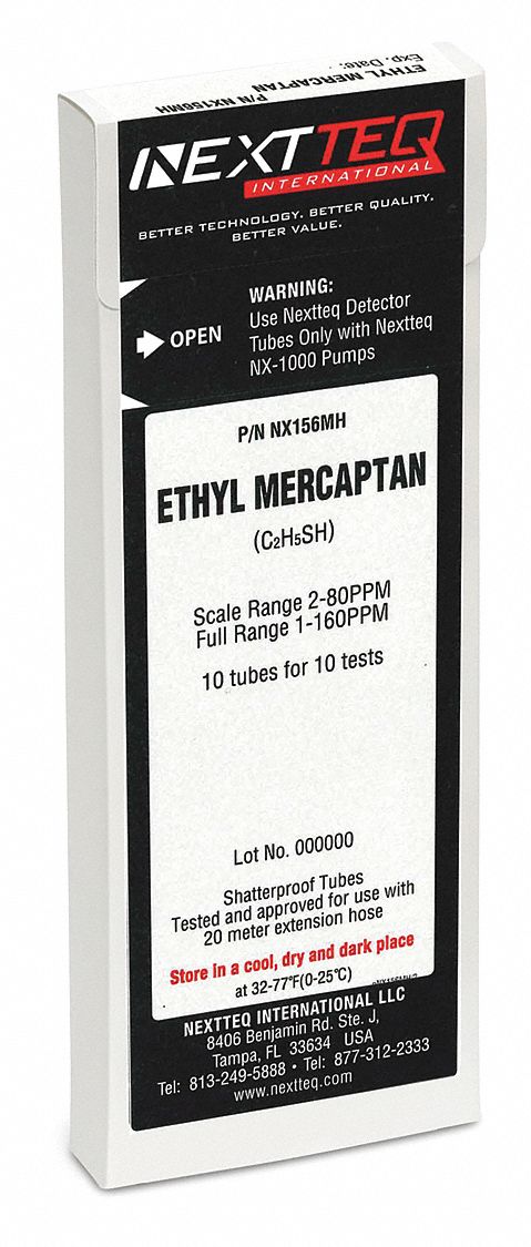 Detector Tube: NEXTEQ NX-1000, C2H6S, Gas Detection Tube, Ethyl Mercaptan ( C2H6S ), 10 PK