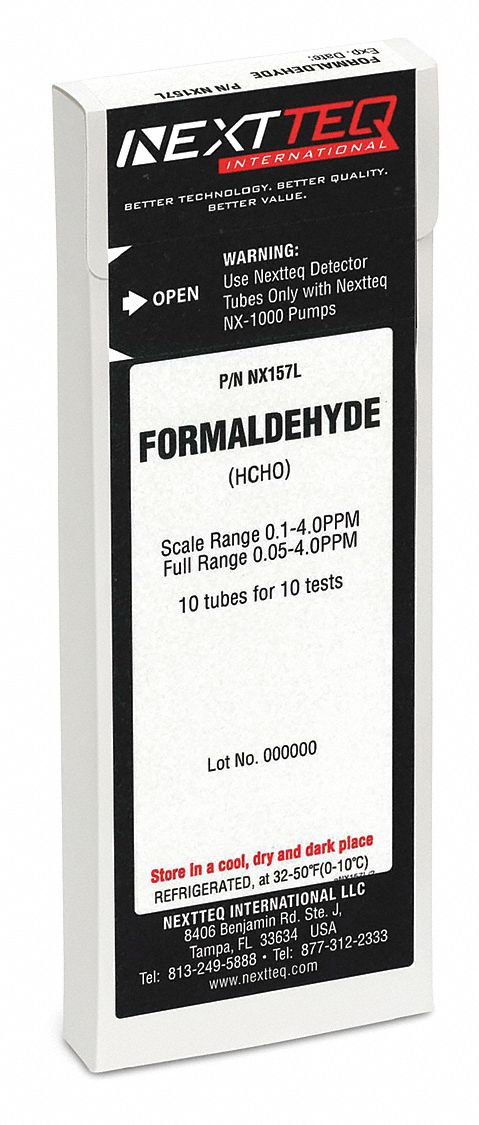 Detector Tube: NEXTEQ NX-1000, CH2O, Gas Detection Tube, Formaldehyde ( CH2O ), 10 PK