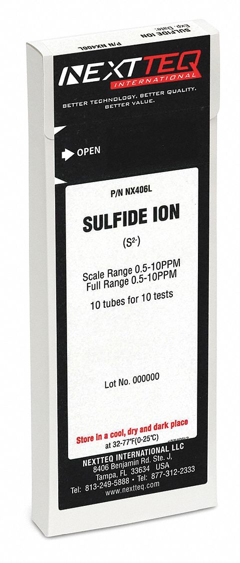 Detector Tube: S2, Gas Detection Tube, Sulfide Ion ( S2 ), 0.5 to 10 ppm, Sulfide Ion, 10 PK