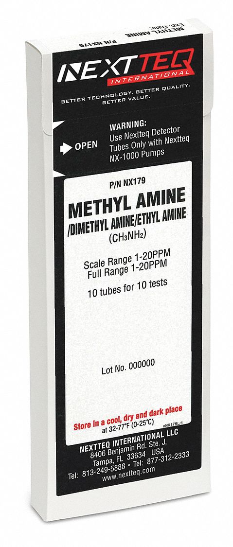 Detector Tube: NEXTEQ NX-1000, CH3NH2, Gas Detection Tube, Methylamine ( CH3NH2 ), 10 PK