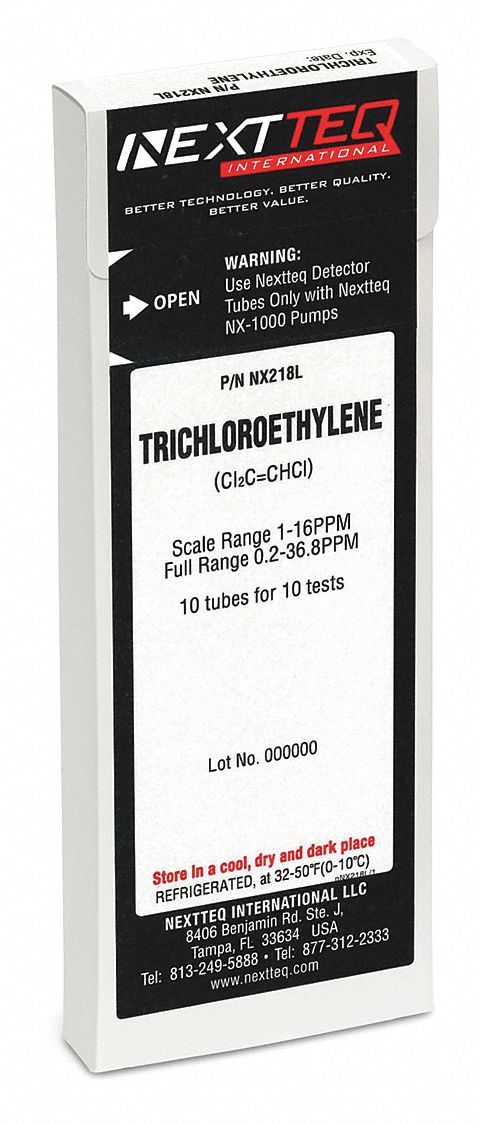 Detector Tube: NEXTEQ NX-1000, C2HCl3, Gas Detection Tube, With Pump, Break-Off Tip, 10 PK
