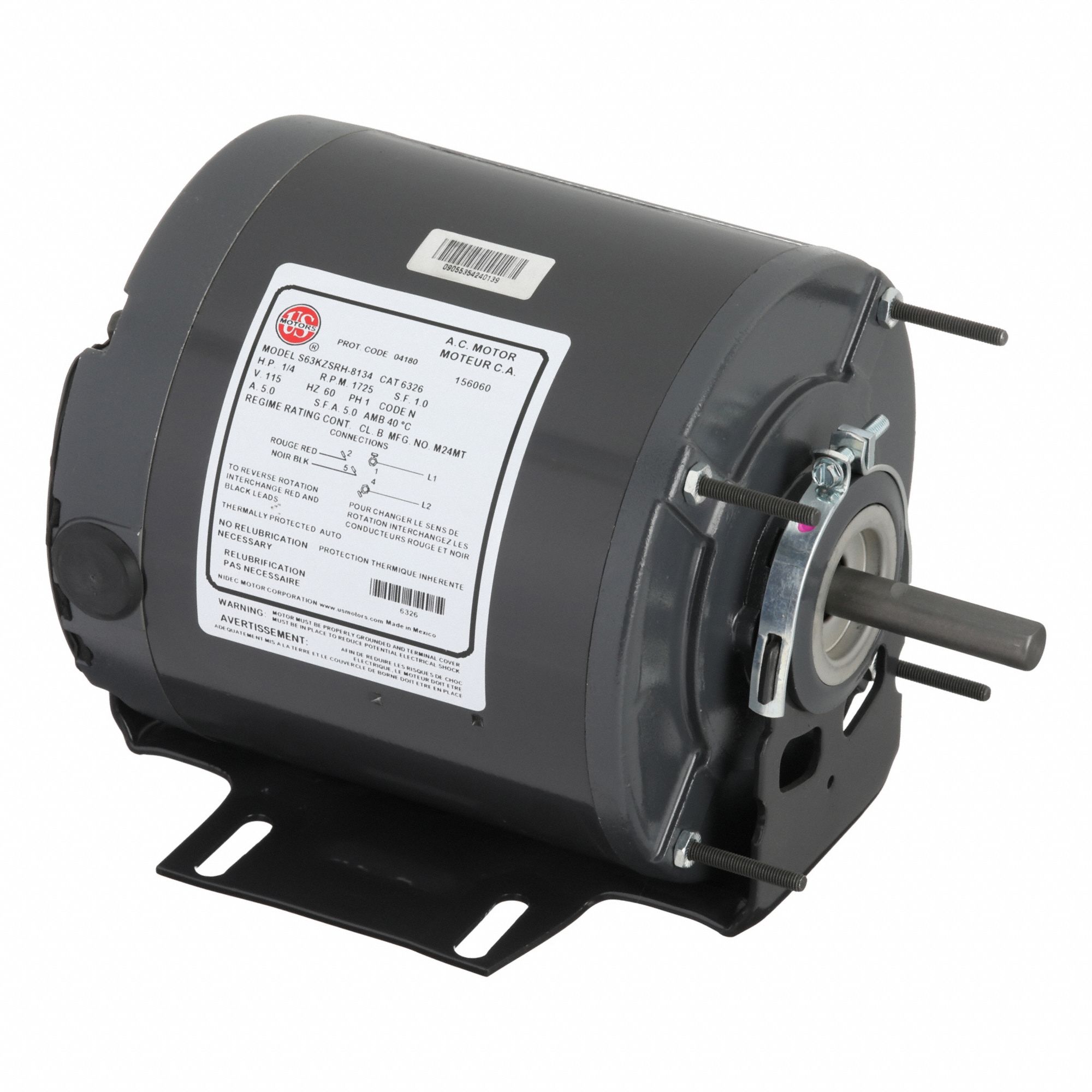 Direct Drive Blower Motor: Cradle Base/Stud, Split-Phase, Single Phase, 1/4 hp, 115V AC