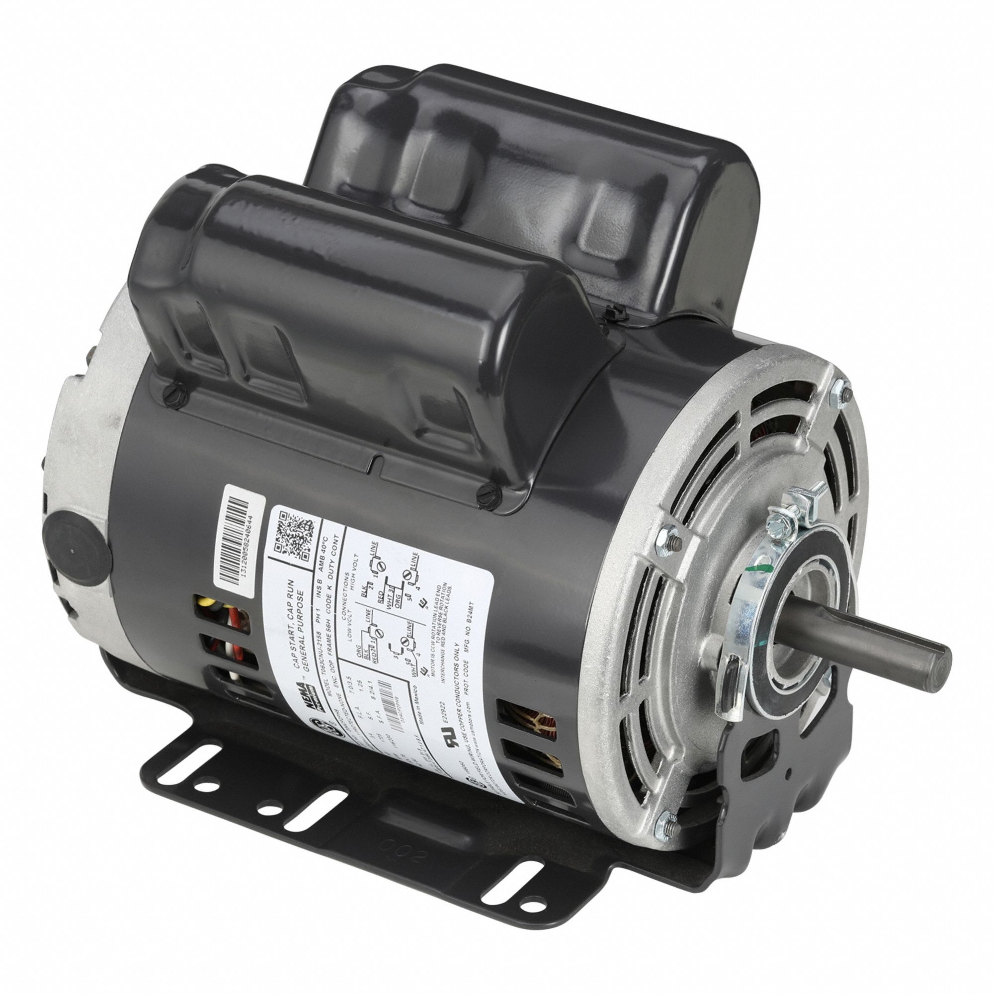 General Purpose Motor: Single Phase, 3/4 hp, 115/230V AC, 56H Frame Size, 1, 725 RPM, B