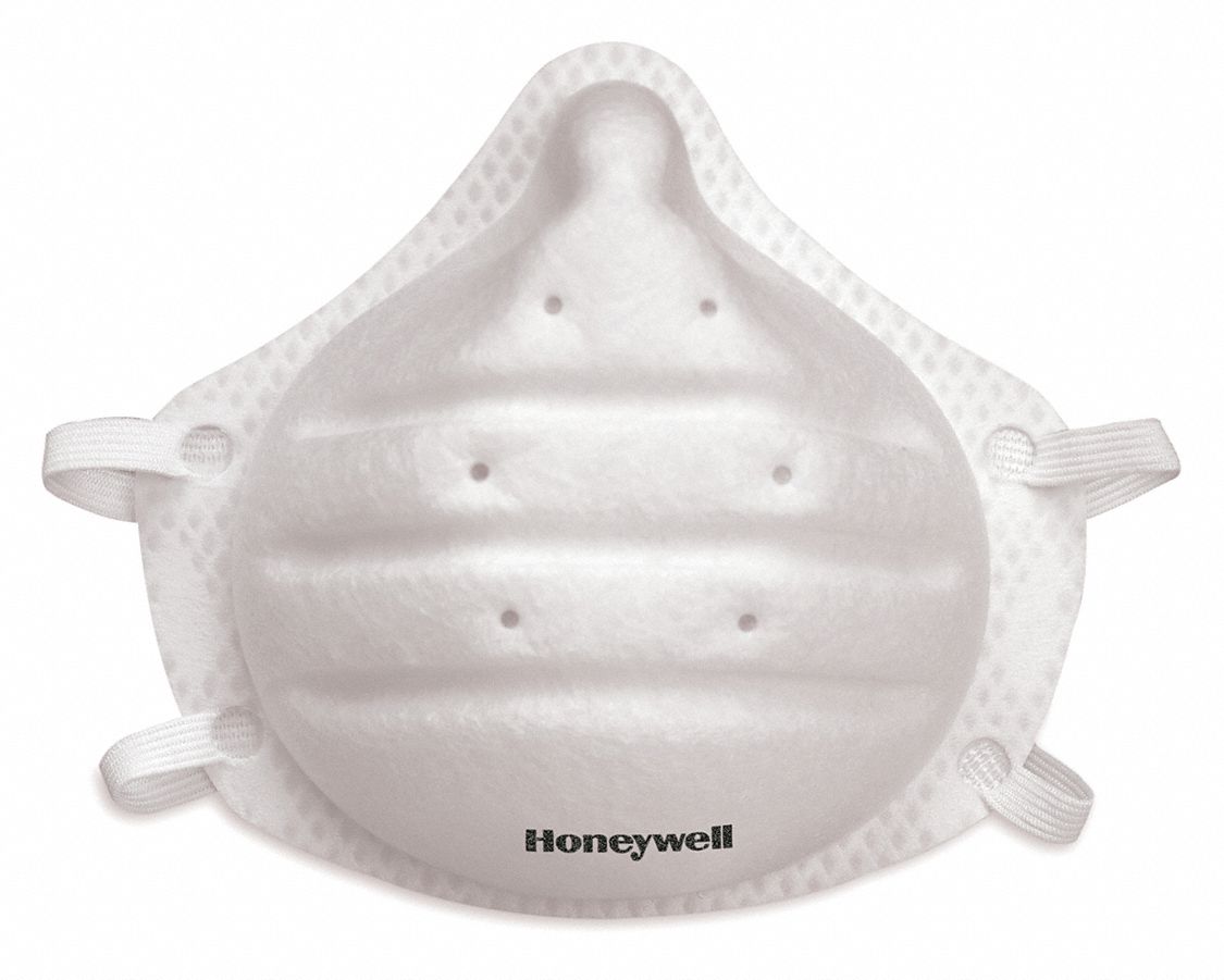 Disposable Respirator: Dual, Non-Adj, Molded Nose Bridge, Std, White, Universal Mask Size, 20 PK