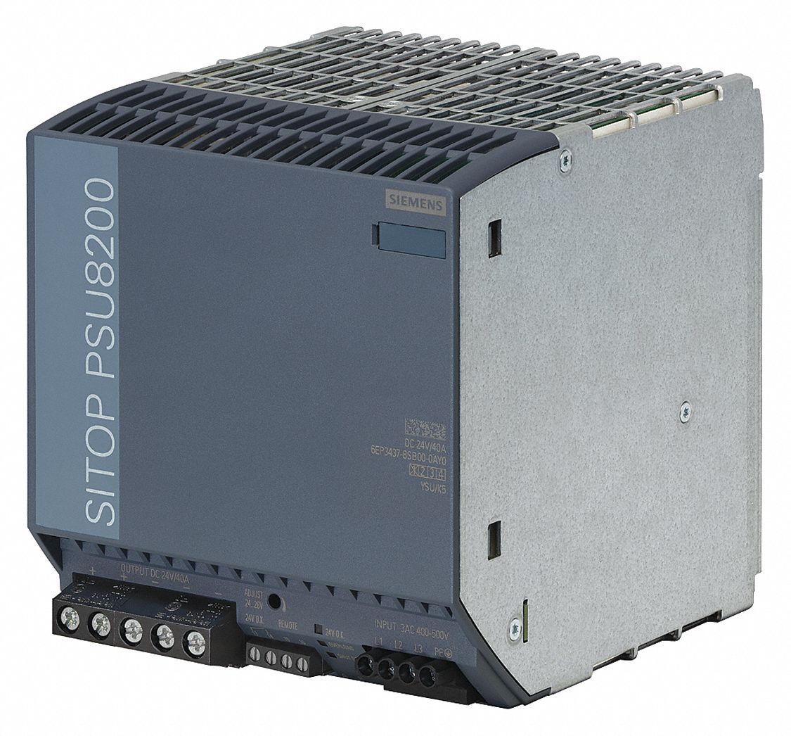 Stabilized Power Supply: DIN Rail, 960 W Output Power - Rated, 40 A Current - Output, Metal