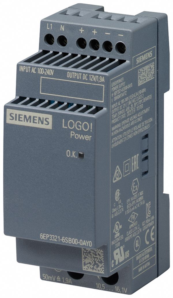 Stabilized Power Supply: DIN Rail, 22.8 W Output Power - Rated, 1.9 A Current - Output
