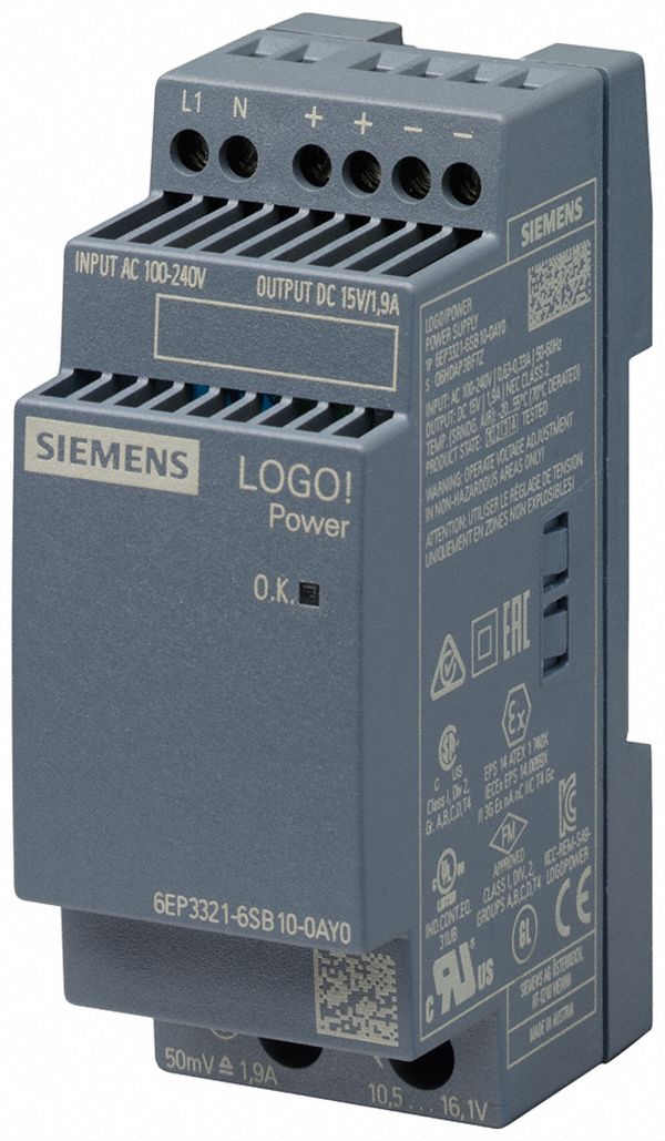 Stabilized Power Supply: DIN Rail, 28.5 W Output Power - Rated, 1.9 A Current - Output