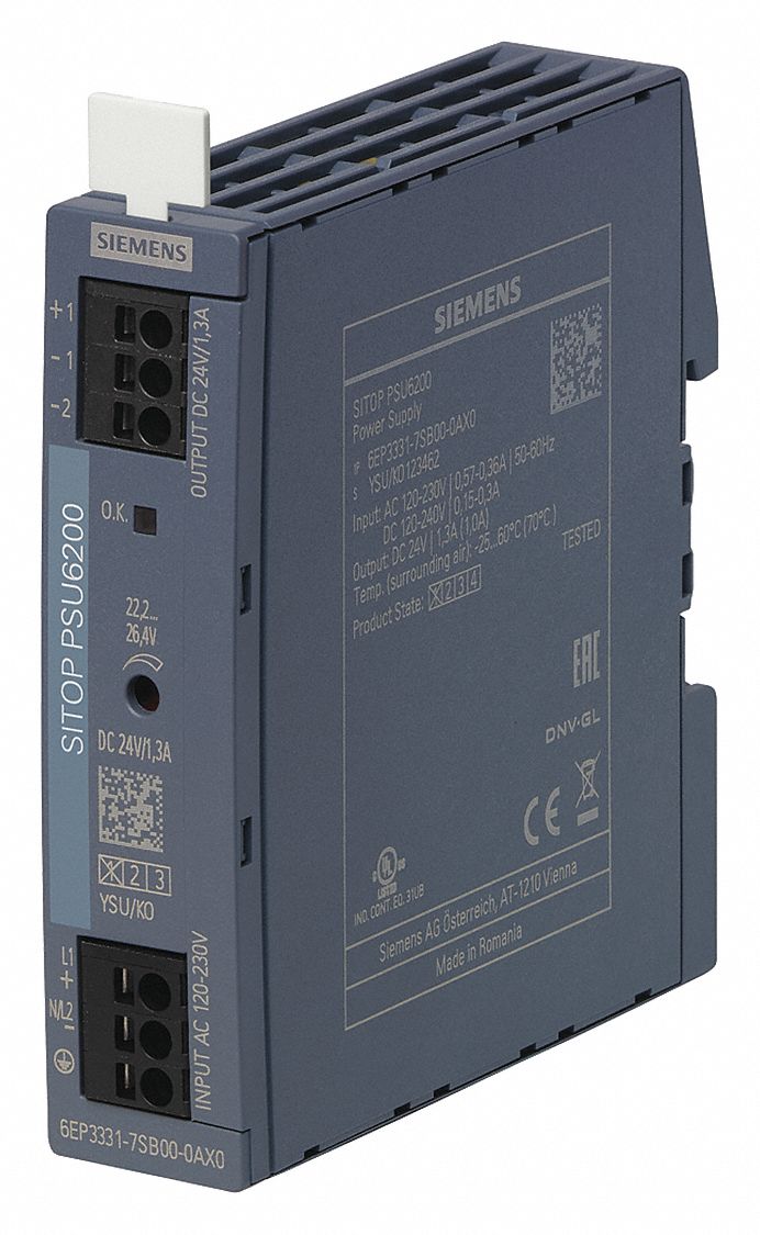 Stabilized Power Supply: DIN Rail, 31.2 W Output Power - Rated, 1.3 A Current - Output