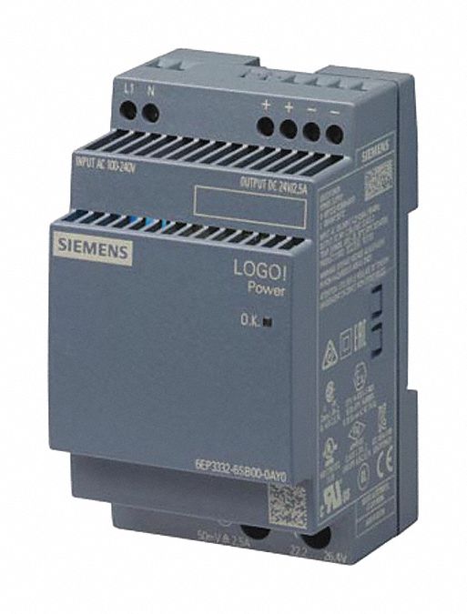 Stabilized Power Supply: DIN Rail, 60 W Output Power - Rated, 2.5 A Current - Output