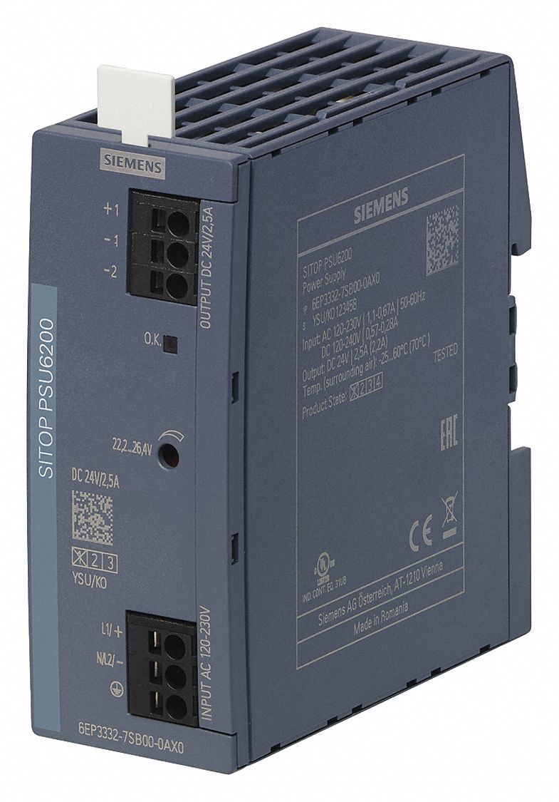 Stabilized Power Supply: DIN Rail, 60 W Output Power - Rated, 2.5 A Current - Output