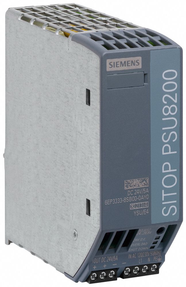 Stabilized Power Supply: DIN Rail, 120 W Output Power - Rated, 5 A Current - Output, Metal