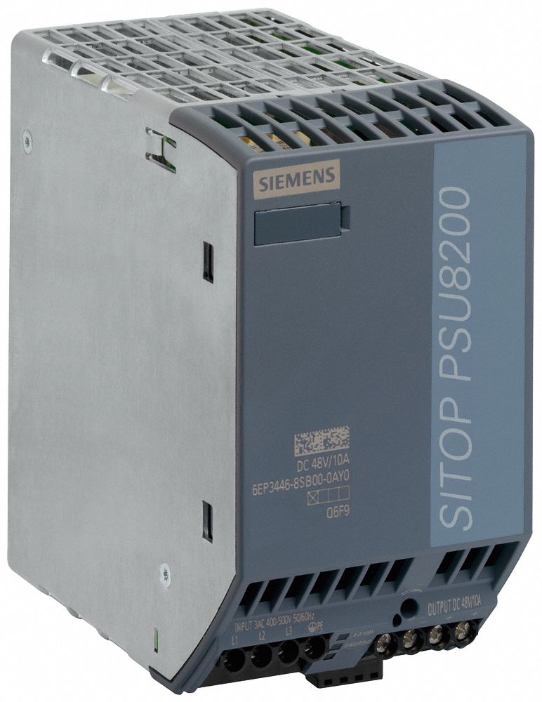 Stabilized Power Supply: DIN Rail, 480 W Output Power - Rated, 10 A Current - Output, Metal