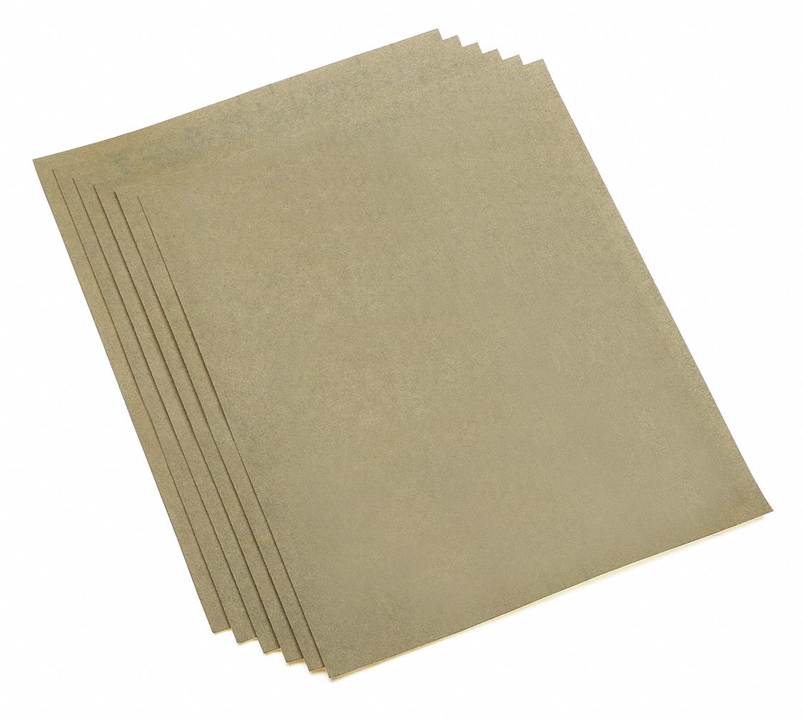 SKILCRAFT Sandpaper Sheet, 220 Grit, Aluminum Oxide, 11 in Length, 9 in