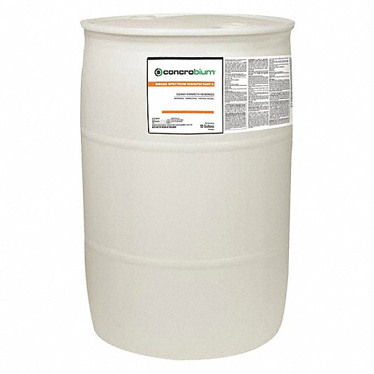 Disinfectant: Drum, 55 gal Container Size, Ready to Use, Liquid, Citrus, Concrobium